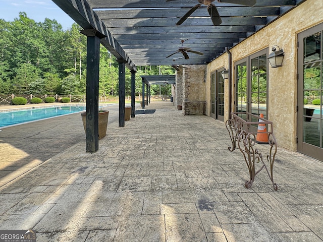 3382 Milan Ct Lot 3Plapprox Sqft 3, Douglasville, GA 30135 - view of patio / terrace with a ceiling fan, an outdoor pool, and a pergola