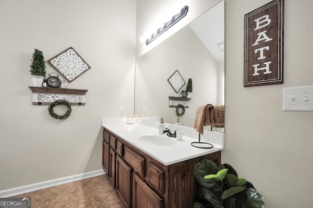 bathroom featuring vanity and tile patterned flooring