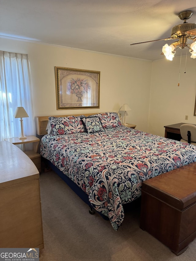 bedroom with carpet and ceiling fan