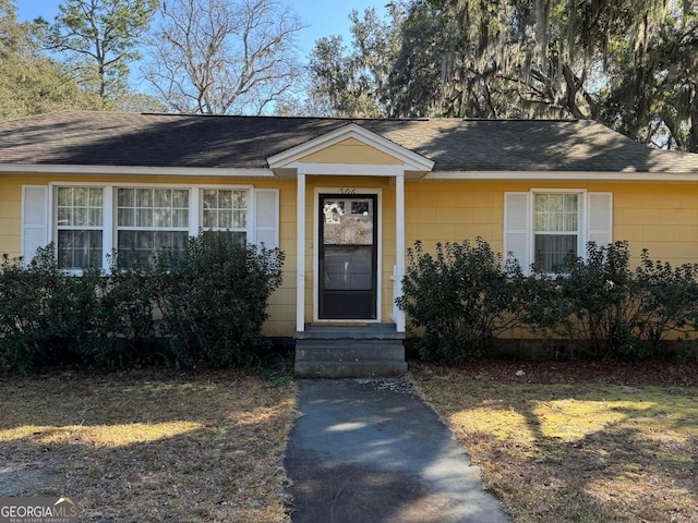 view of single story home