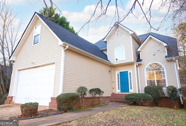 front facade with a garage