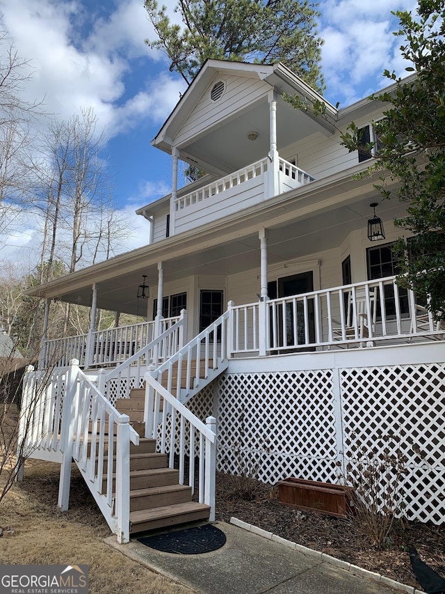 view of home's exterior with a porch