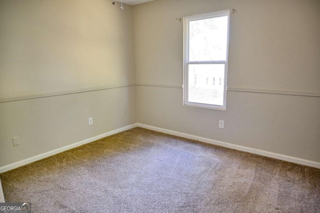 carpeted spare room featuring a wealth of natural light