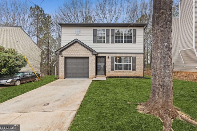 front of property featuring a garage and a front lawn