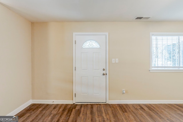 foyer entrance featuring wood-type flooring