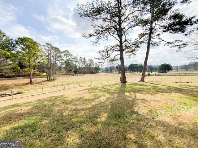 view of yard with a rural view