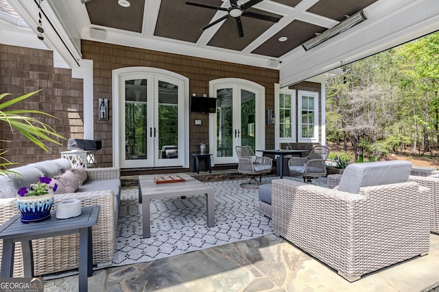 2938 Old Dalton Rd NE, Rome, GA 30165 - view of patio / terrace featuring french doors, a ceiling fan, and an outdoor living space