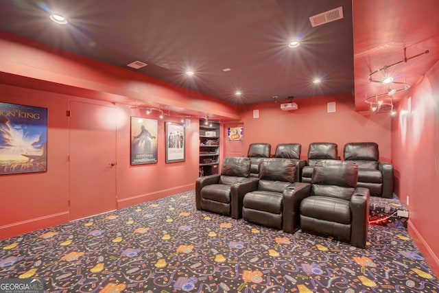 view of carpeted home theater room