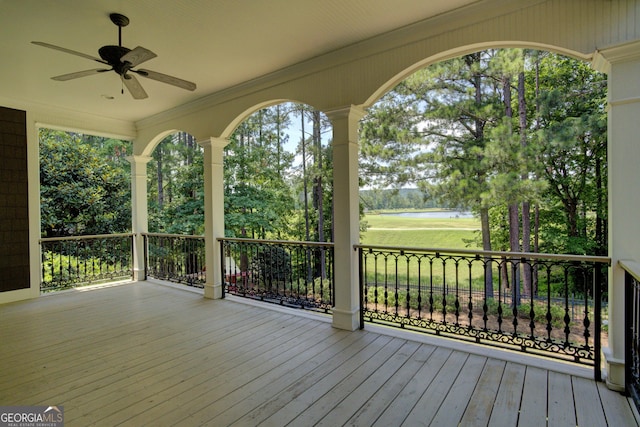 deck featuring ceiling fan