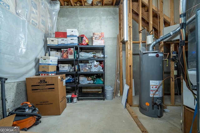 basement featuring water heater