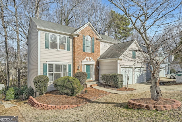 view of front of house with a garage