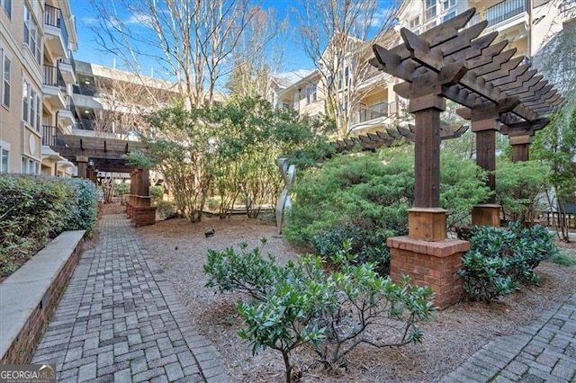 view of community featuring a pergola