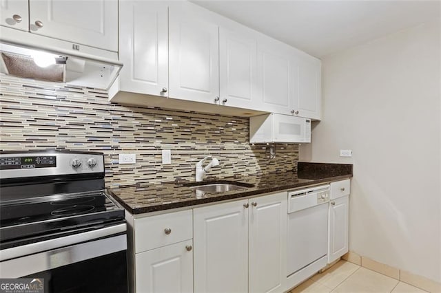 kitchen featuring white cabinetry, stainless steel electric stove, dishwasher, and sink