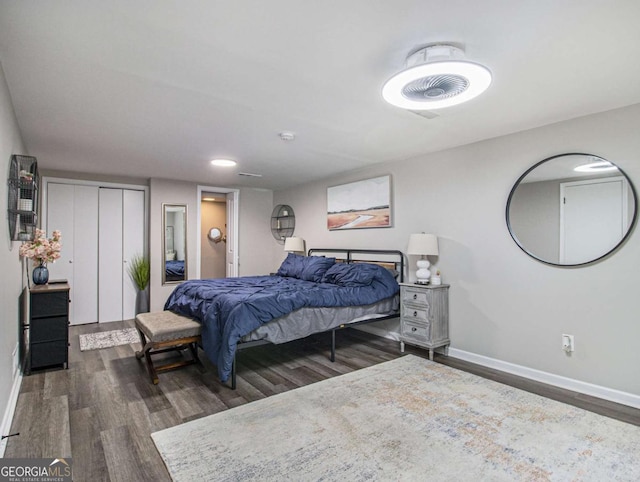 bedroom featuring dark hardwood / wood-style floors