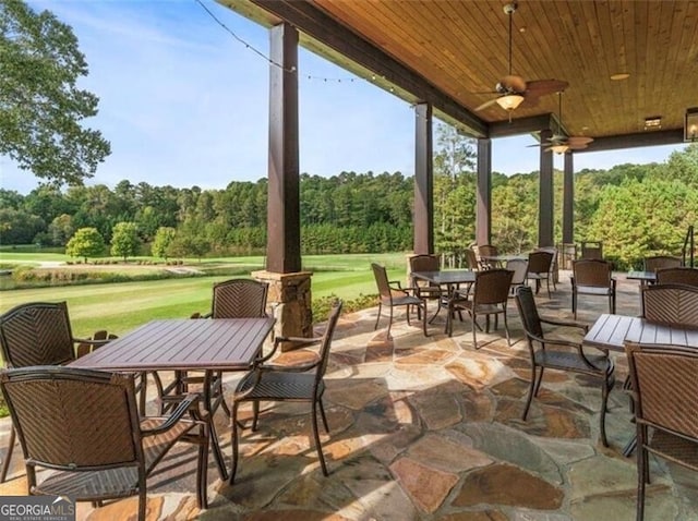 view of patio / terrace featuring ceiling fan