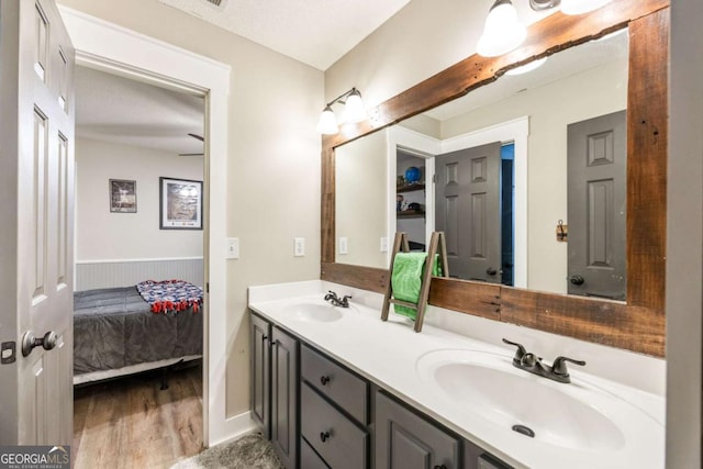 bathroom featuring vanity and wood-type flooring