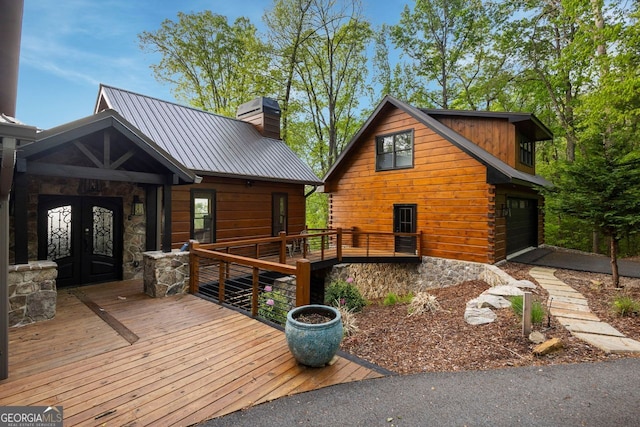 851 Moreland Dr N, Blue Ridge, GA 30513 - exterior space featuring an attached garage and french doors