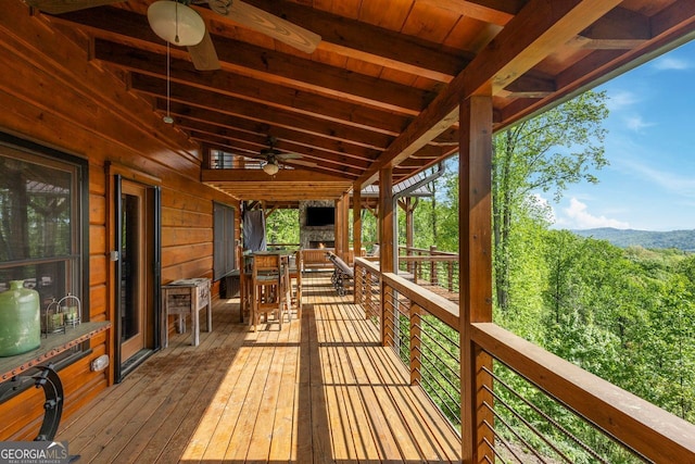 851 Moreland Dr N, Blue Ridge, GA 30513 - wooden terrace with ceiling fan