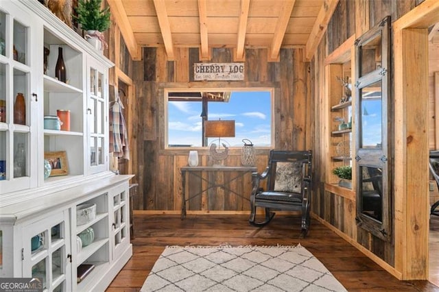 851 Moreland Dr N, Blue Ridge, GA 30513 - living area with wooden walls, wooden ceiling, and hardwood / wood-style flooring