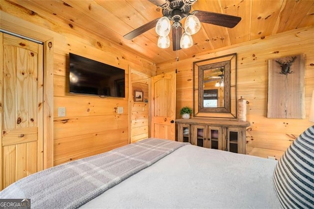 851 Moreland Dr N, Blue Ridge, GA 30513 - bedroom with wooden walls and wooden ceiling