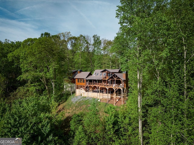 851 Moreland Dr N, Blue Ridge, GA 30513 - birds eye view of property featuring a forest view