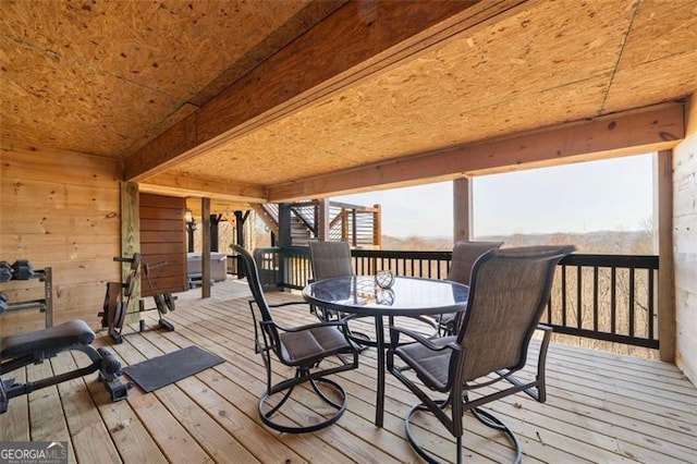 851 Moreland Dr N, Blue Ridge, GA 30513 - wooden terrace with outdoor dining area