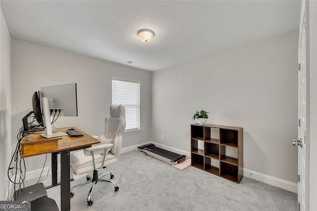 view of carpeted office space