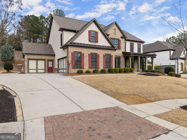 6514 Lemon Grass Ln, Flowery Branch, GA 30542 - view of front of home with concrete driveway, brick siding, an attached garage, a front lawn, and a shingled roof