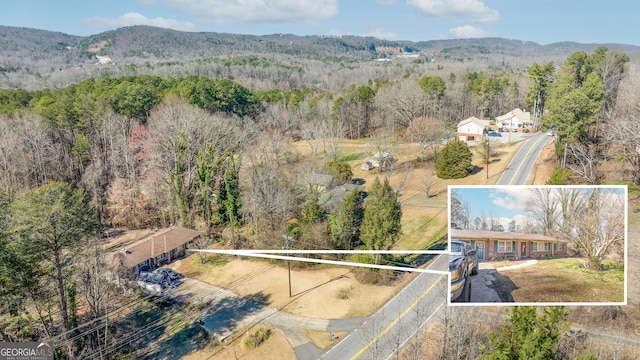 aerial view featuring a mountain view