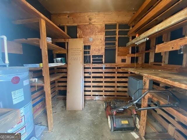 storage room featuring water heater