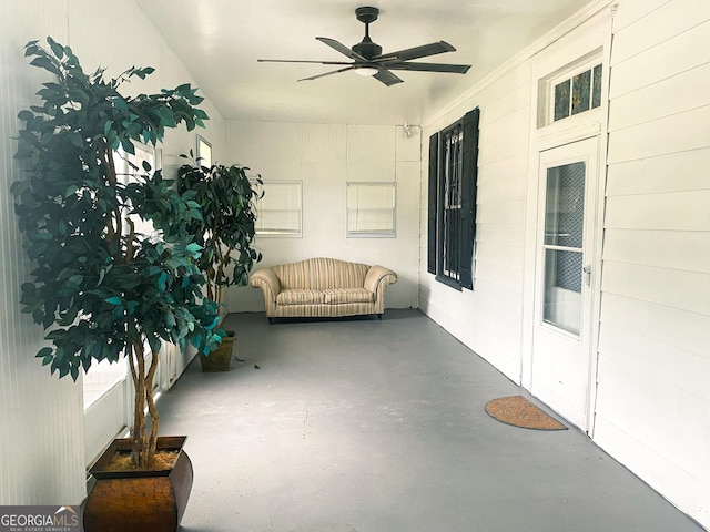 view of patio / terrace featuring ceiling fan