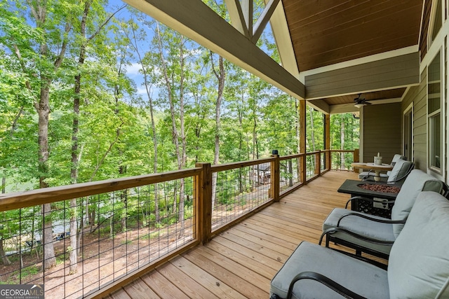 deck with ceiling fan