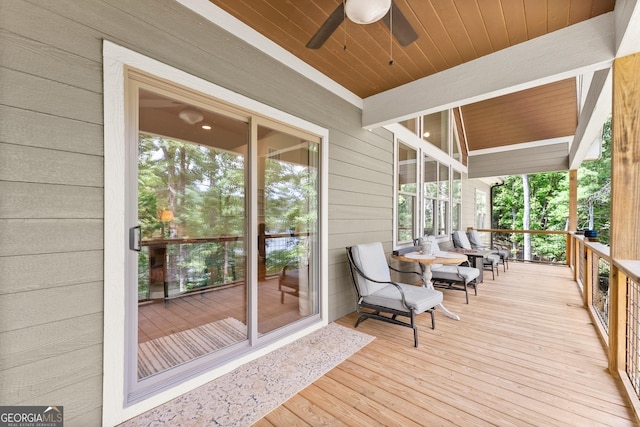 deck featuring ceiling fan