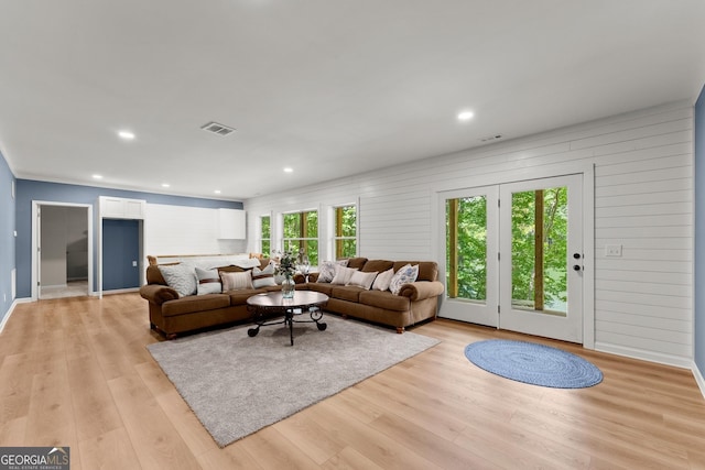 living room featuring light hardwood / wood-style flooring