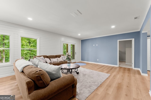 living room featuring light hardwood / wood-style flooring