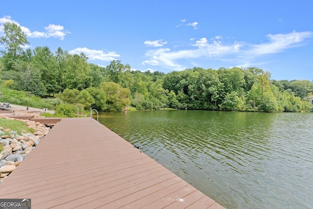 view of dock featuring a water view