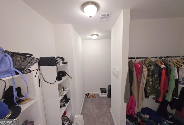 walk in closet featuring carpet