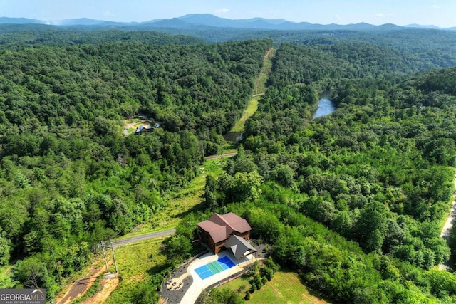 aerial view featuring a mountain view