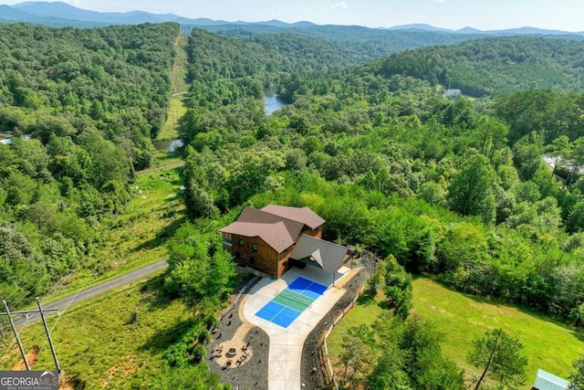 bird's eye view featuring a mountain view