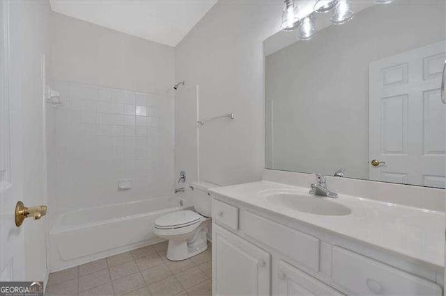 full bathroom with vanity, shower / washtub combination, and toilet