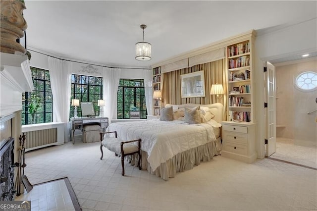 bedroom featuring radiator heating unit