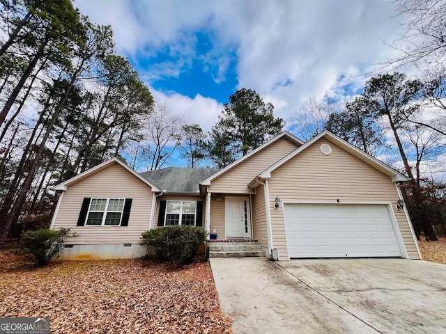 single story home featuring a garage