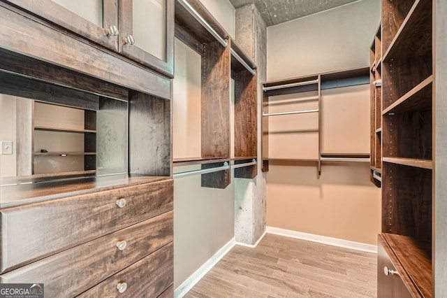 spacious closet with light wood-type flooring