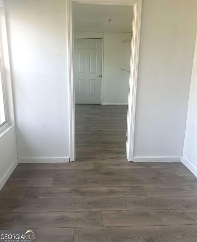 hall featuring dark wood-type flooring