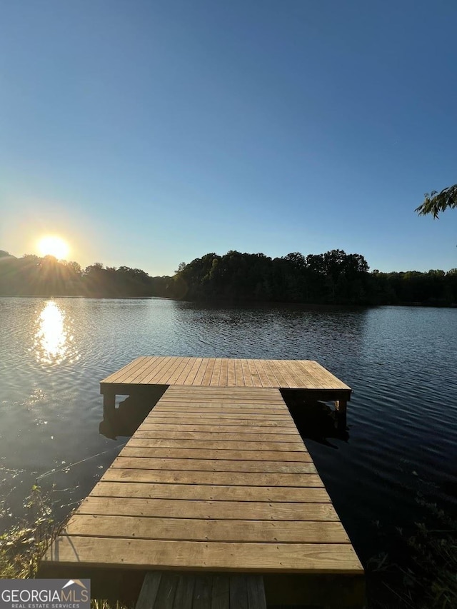 view of dock featuring a water view