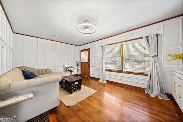 living room with hardwood / wood-style floors