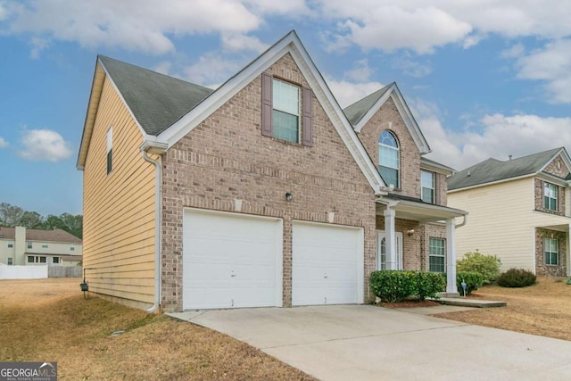 view of front of property featuring a garage