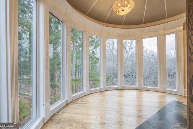 view of unfurnished sunroom