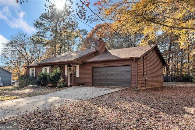 single story home with a garage