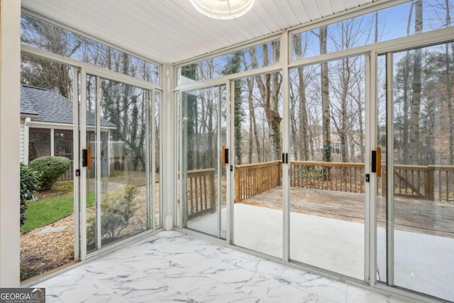 view of unfurnished sunroom